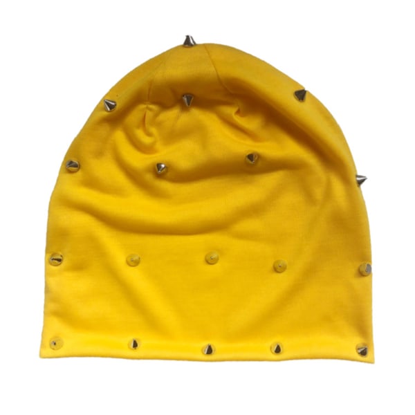 Gothic Punk Winter Hat Warm Rivet Rock Beanie för män och kvinnor yellow