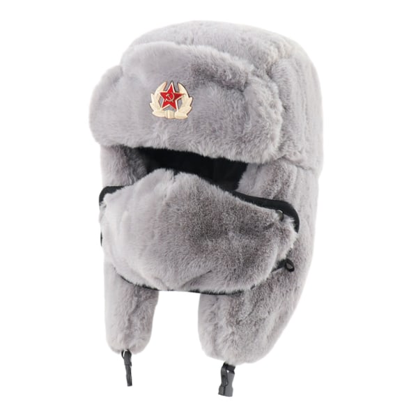 Multi-purpose MenWinter Thermal Bomber Hats för mjukt och varmt Grey Soviet emblem