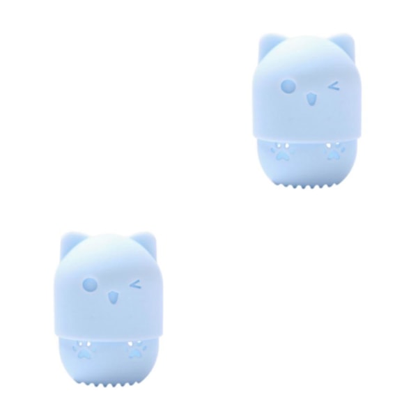 1/2/3/5 Silikon Cat Makeup Svampar Förvaringslåda Rengör och light blue 2PCS