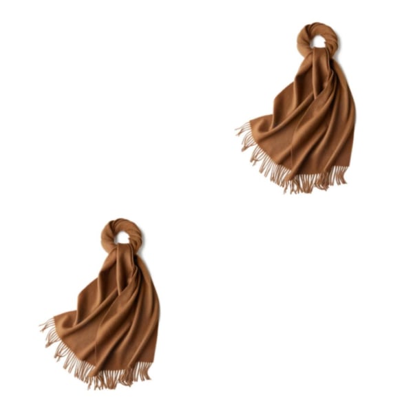 1/2/3 unisex halsduk med fransar Varm och mysig tubscarf för brown yellow 2Set