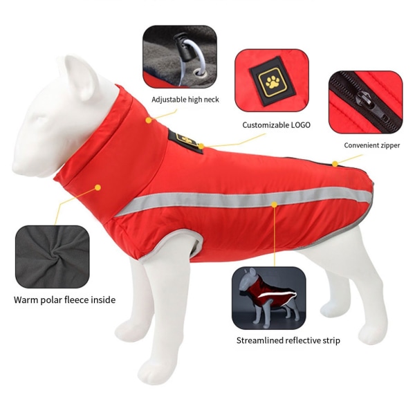 Vattentät hundjacka med reflekterande hundsäker på vinterpromenader Blue 3XL