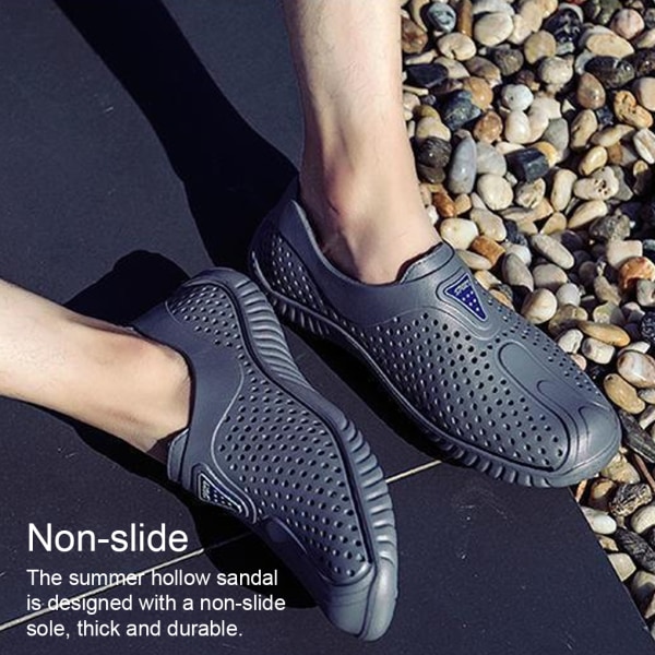 Andas Herr Tofflor Hollow Beach Shoes Mode Sandal Gray 40