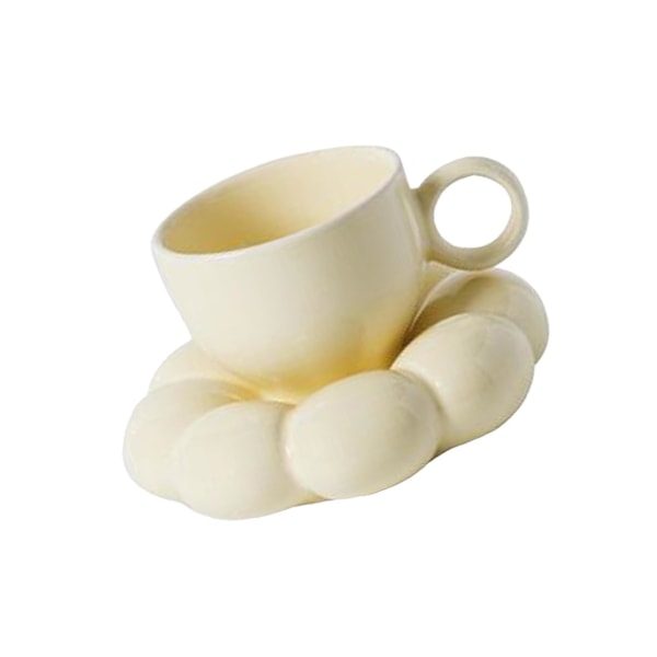 Keramisk kaffemugg och fat med handtag för hemmakontoret Pearl Color Mug Diameter: 9cm