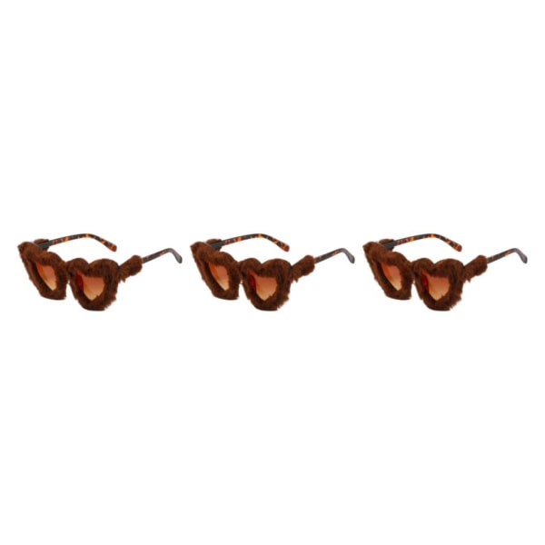 1/2/3/5 Soft Plysch Solglasögon Glasögon för Masquerade Travel Brown 3Set