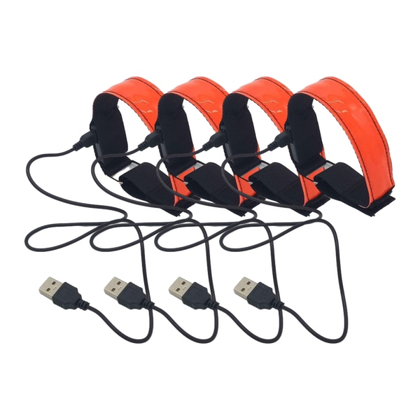 4pack/lot LED-lysande armband för säkerhet hållbart och vattentätt orange