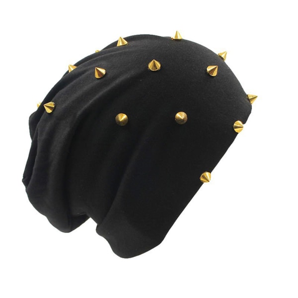 Gothic Punk Winter Hat Warm Rivet Rock Beanie för män och kvinnor yellow