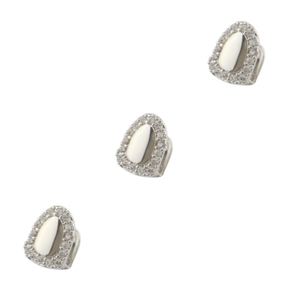 1/2/3/5 Single Caps för Hip Hop smycken för Mun Top Bottom Silver 0.8 x 1.1cm 3Set
