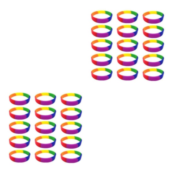 1/2/3/5 15 stycken/förpackning Enkla silikonarmband Modegummi Rainbow 2Set