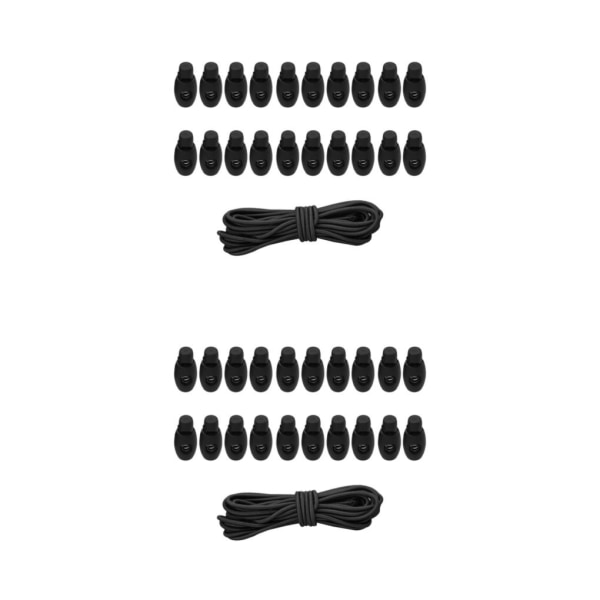 1/2/3/5 20st plastsnörelås Ändfjäderbelastad slider + För Black Style 3 2Set