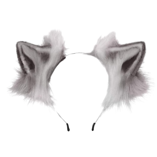 1/3 Wolf Ears Hair Hoop Stabil Fixering Formbar Cosplay And Gray and white 1Set