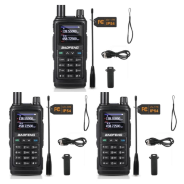 1/2/3 UHF/VHF med trådlös frekvenskopiering Handhållen skinkaradio BLack 3Set