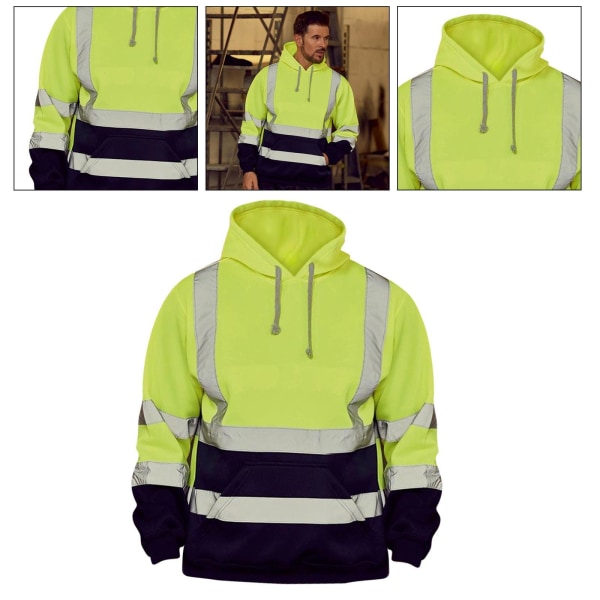 1/2 Säkerhet High Visibility Herr Hoodie Sweatshirt Toppar Sport fluorescent L 1Set