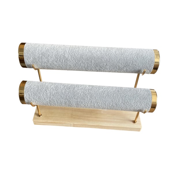 2-vånings armbandsdisplayställ för klockor Smyckesbutiksdisk Velvet Gray 11.02x7.87x7.28 Inch