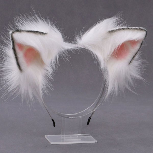 1/3 Wolf Ears Hair Hoop Stabil Fixering Formbar Cosplay And Gray and white 1Set