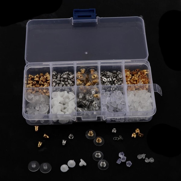 1/2/3 Boxed Earring Back Örhänge Backing Kit 550st 10 stilar gold and silver 550 Pcs 10 Style 1Set