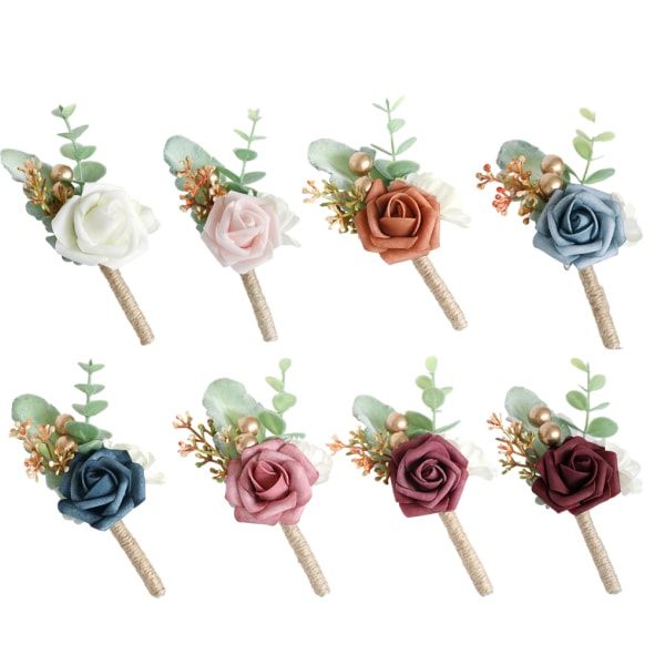 1/2/3/5 Stabilt fixerade konstgjorda bröllopsblommor Boutonniere För Morandi Blue 1 Pc