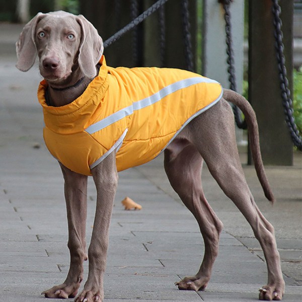 Vattentät hundjacka med reflekterande hundsäker på vinterpromenader Yellow 2XL
