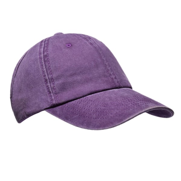 Kvinnor Rygglös Hästsvans Hatt Baseball Cap Hög stökig Bull Kepsar Purple