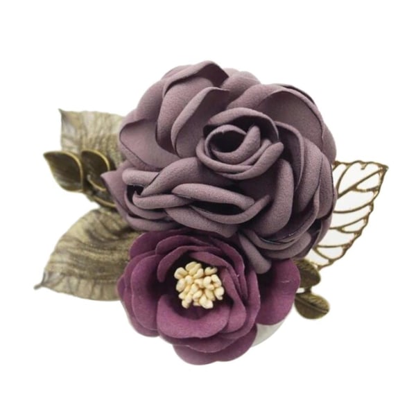 1/2 koreansk stil Rose Flower Sjal Brosch Pin Brudgum Brud Cameo Brown 2Set