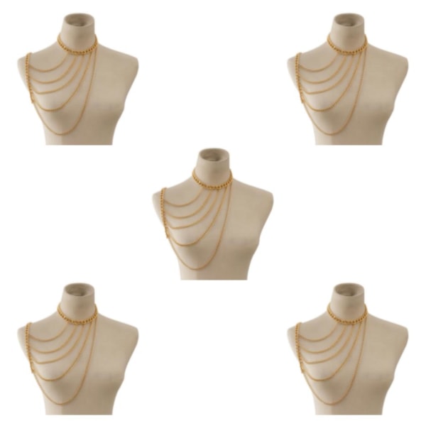 1/2/3/5 Body Chain Multi lager En Shoulder Smycken Tofsar Golden 5Set