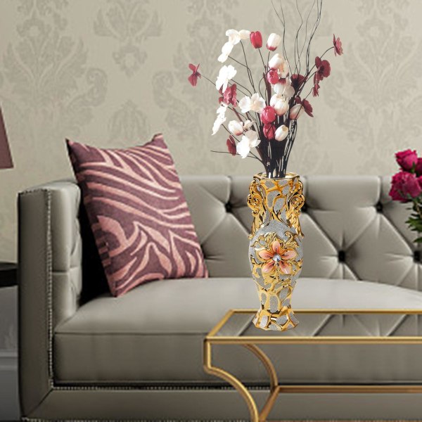 Keramisk vas prydnad Kreativ blomkruka för Hotel Desktop Gold Style A