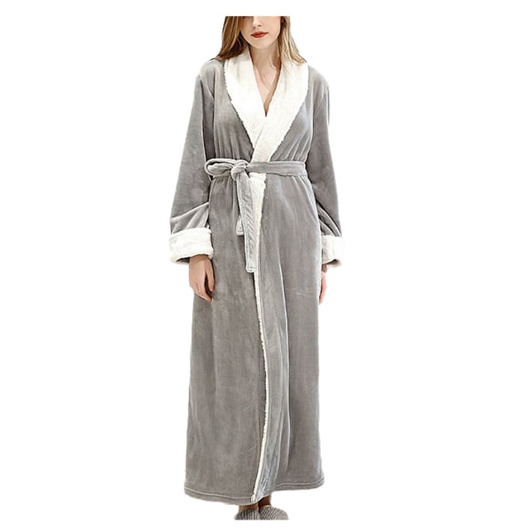 Känn dig lyxig i mjuk och varm badrock för kvinnor dam vinter grey L