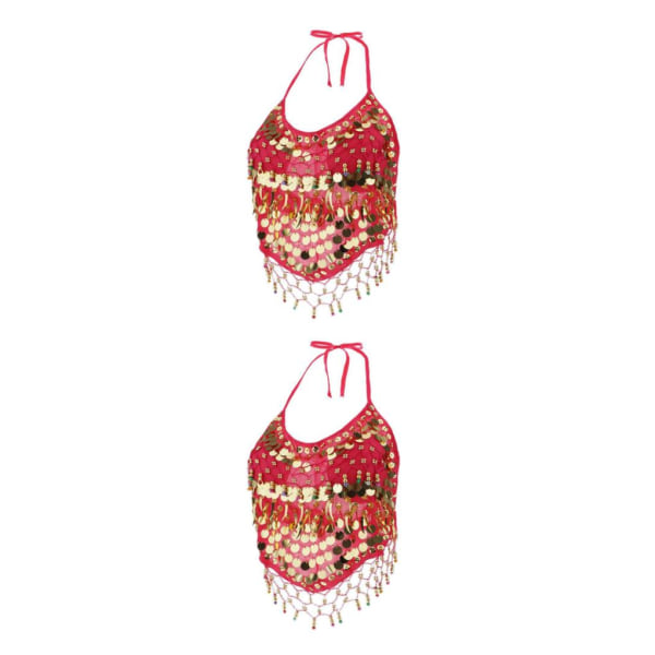 1/2/3 Magdanskostymer BH Halter Top Sequin Performance Rosy 2Set