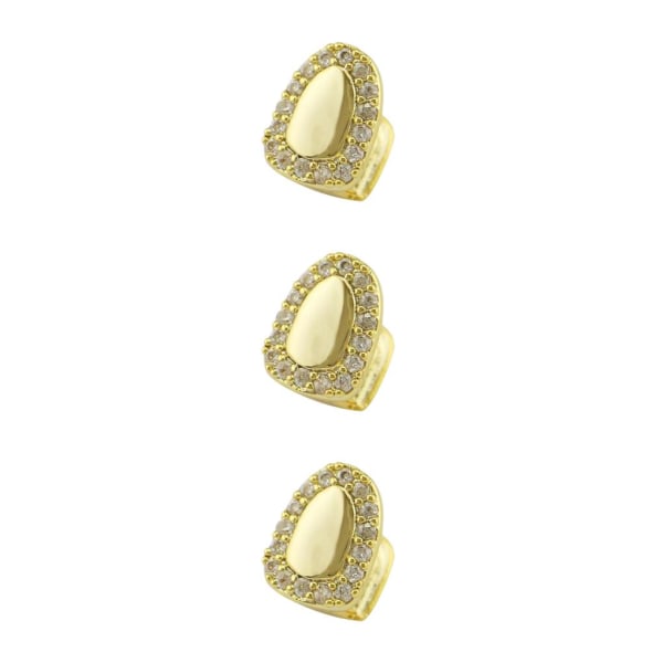 1/2/3/5 Single Caps för Hip Hop smycken för Mun Top Bottom Gold 0.8 x 1.1cm 3Set