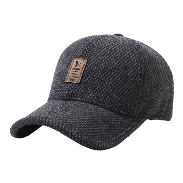 Varm och mysig vinter cap för män med hörselkåpor vinter Dark grey