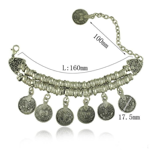 Turkiska smycken Bohemian Ethnic Vintage Silver Armband Anklet