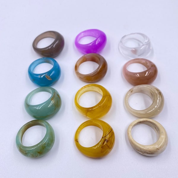 12x Chunky Rings Set Fashionabla fingerdekorationsringar för