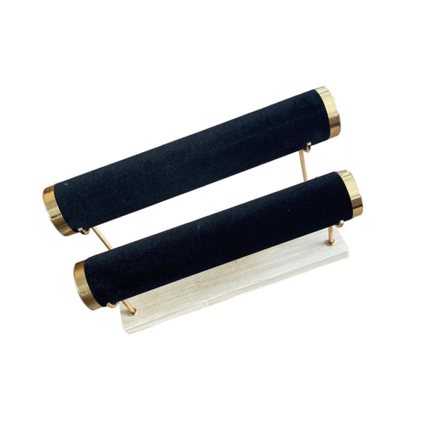 2-vånings armbandsdisplayställ för klockor Smyckesbutiksdisk Velvet Black 11.02x7.87x7.28 Inch
