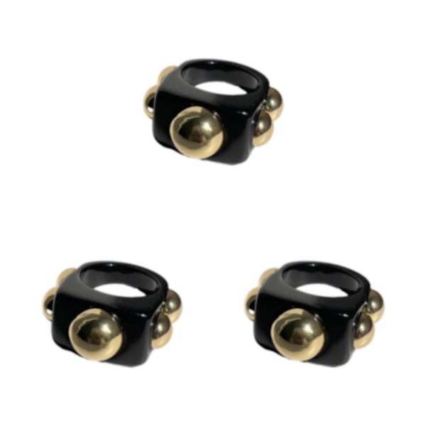 1/2/3/5 Fashion Statement Ringar för kvinnor – Arcylic Chunky black 3Set