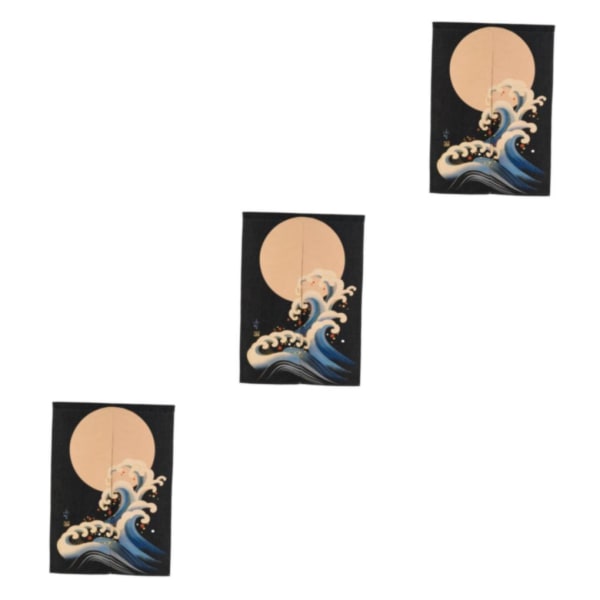 1/2/3 Japansk Noren Dörröppning Hänggardin Gobelängdekor Yellow Sun and Wave S 3Set