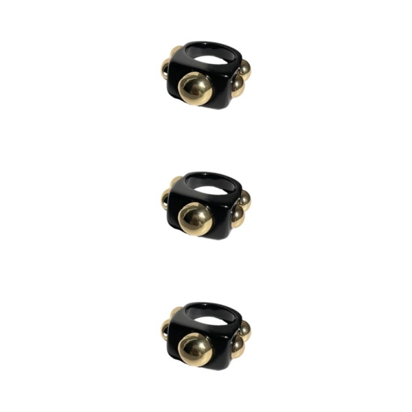 1/2/3/5 Fashion Statement Ringar för kvinnor – Arcylic Chunky black 3Set