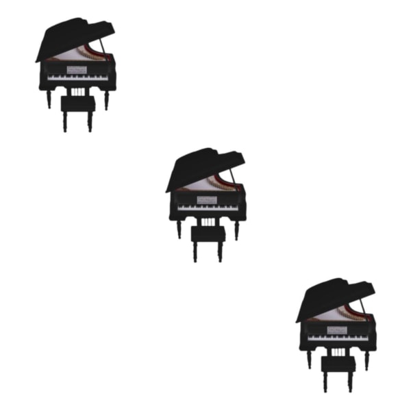 1/3 Mini Piano Modell Dekorativt trä+plast för födelsedag Black 10 x 7 x 8 cm 3Set