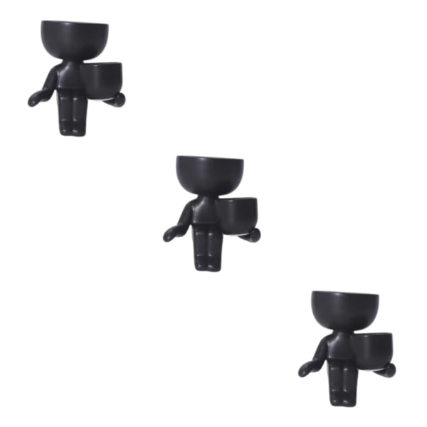 1/3 keramisk blomkruka Mänsklig blomvas växtkruka Black 10x9x6cm 10x9x6cm 10x6x8cm 3Set