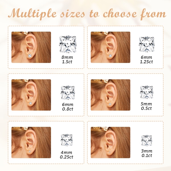 6st magnetiska örhängen för kvinnor rostfritt stål runda CZ