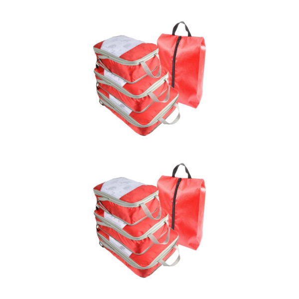 1/2 4 stycken Pack Like Pro Travel Compression Packing Cubes Set red 2Set
