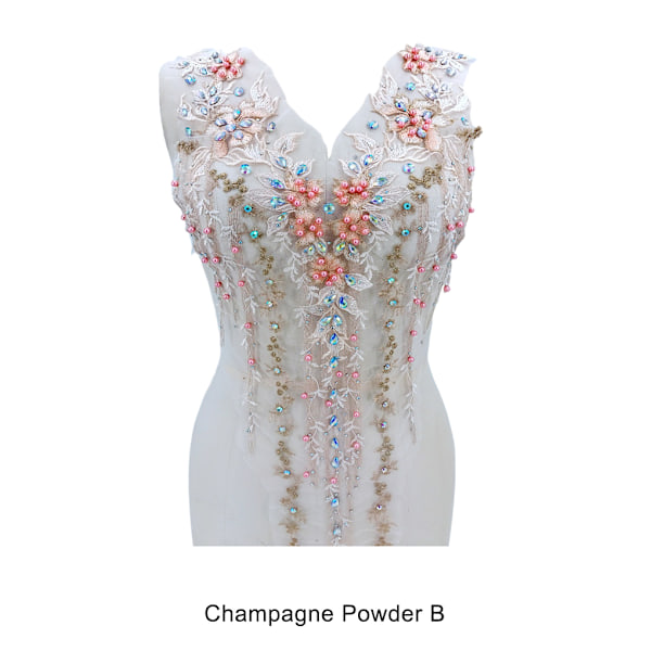 1/2/3/5 Utsökt spetsapplikation för DIY-bröllopsbodice eller dans Champagne pink B 1 Pc