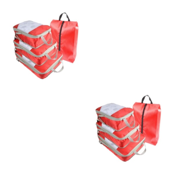 1/2 4 stycken Pack Like Pro Travel Compression Packing Cubes Set red 2Set