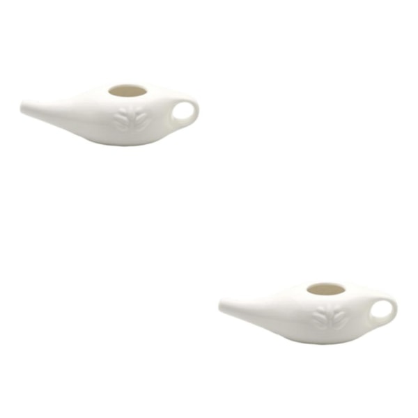 1/2/3/5 Keramik Neti Pot Leakproof Sinus Rinse Pot Tålig för White 19x9x6cm 2Set