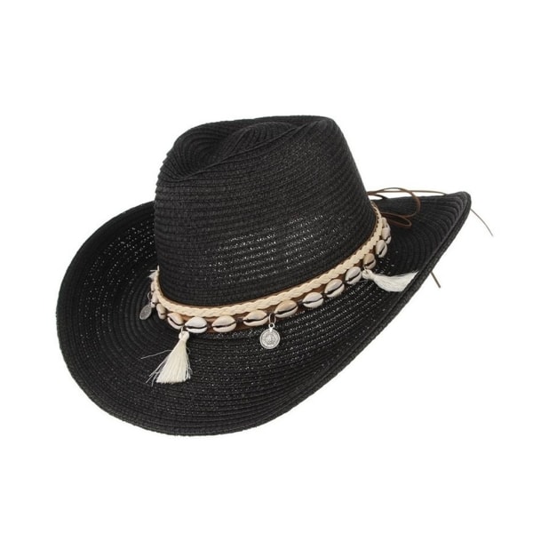 1/2/3 Vintage Look Western Hat Wide Brim Cowboy Summer Hat black 1Set