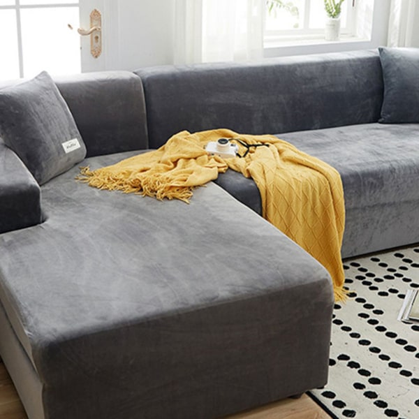 Premium sammetsformad cover för tjock soffa Universal Fit Beige
