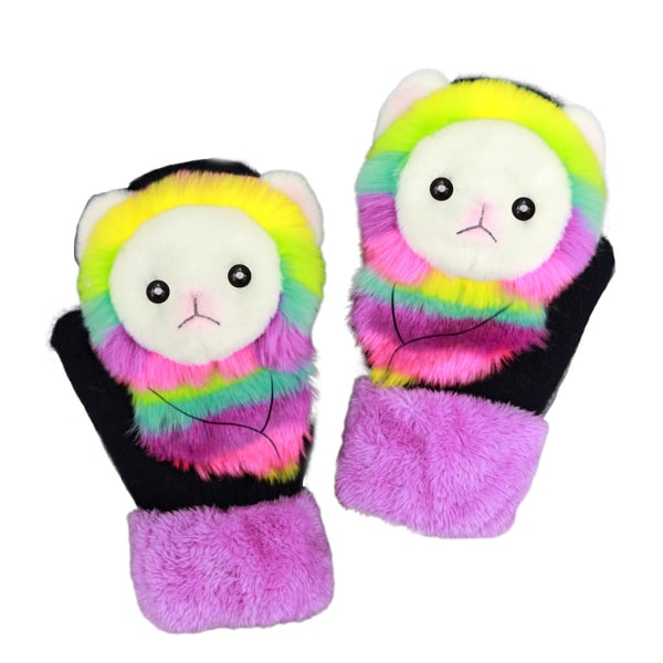 Omtänksamma presenter till nära och kära Vintervarma vantar med tecknad film Colorful alpaca