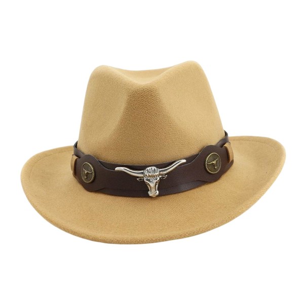 Casual Cowboyhatt Rekvisita med bred brätte Lättvikt för kvinnor män Camel 32cm