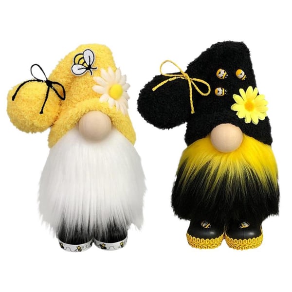 Handgjorda Bumble Bee Gnome Plyschdocka Bedårande present till alla black
