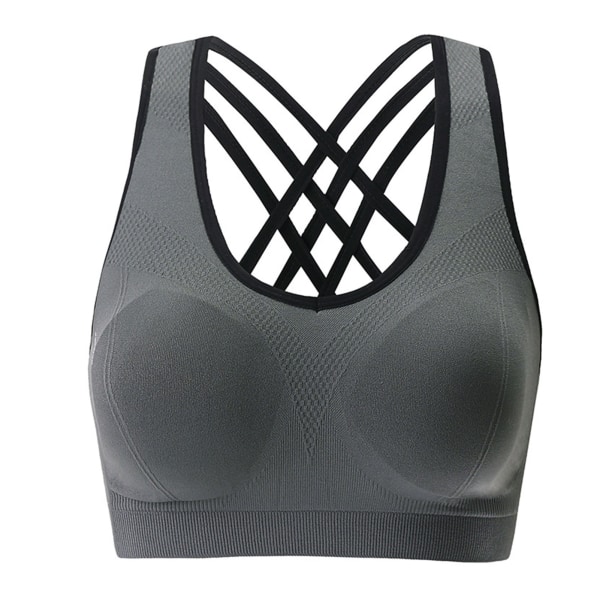 Sport-BH för kvinnor Stötsäker Kompressionspassform Nylon Andas Grey XL