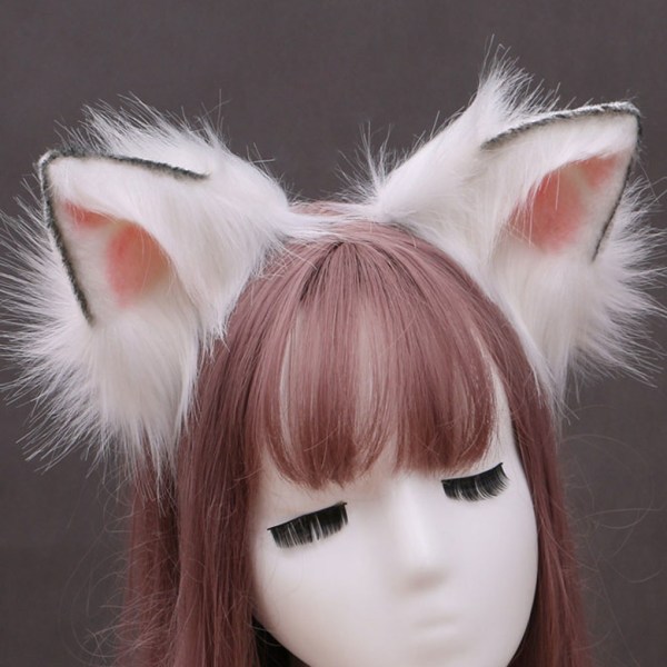 1/3 Wolf Ears Hair Hoop Stabil Fixering Formbar Cosplay And red 1Set