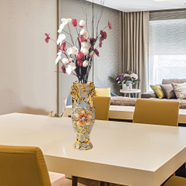 Keramisk vas prydnad Kreativ blomkruka för Hotel Desktop Gold Style A